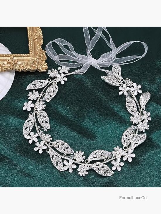 Crystal Flower Leaf Headband Hair Vine for Wedding Prom Bridal Headpiece main image 5